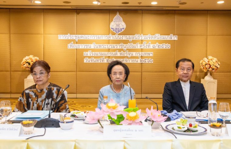 ประชุม มูลนิธิร่วมจิตต์น้อมเกล้าฯ เพื่อเยาวชน คุณหญิงแสงเดือน ณ นคร ประธานคณะกรรมการดำเนินงานมูลนิธิร่วมจิตต์น้อมเกล้าฯ เพื่อเยาวชน ในพระบรมราชินูปถัมภ์