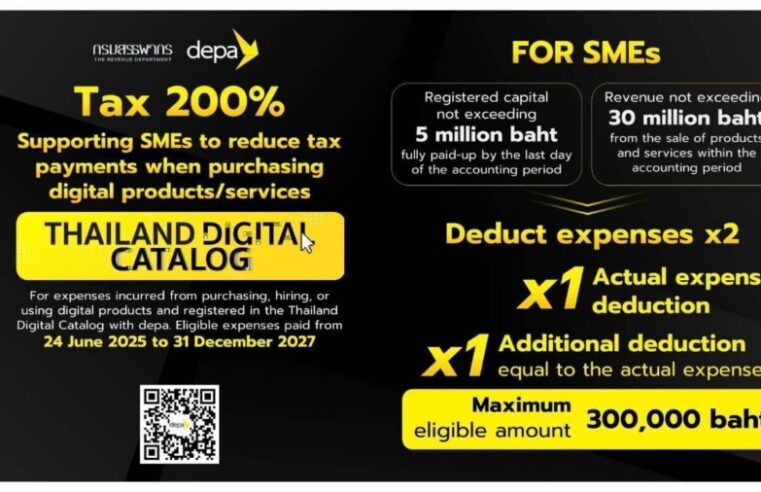 depa and Revenue Department Successfully Promote 200% Tax Deduction Measure to Support SME Digital Transformation SMEs Can Claim Double Tax Deductions on Digital Service Expenses from Registered Thailand Digital Catalog